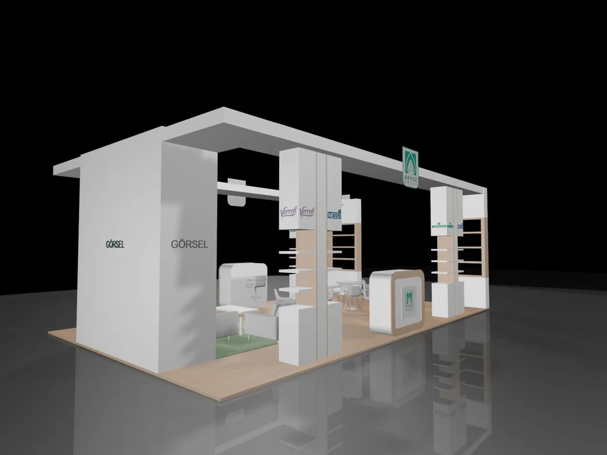 Fuar standı 3D tasarım – yan görünüm